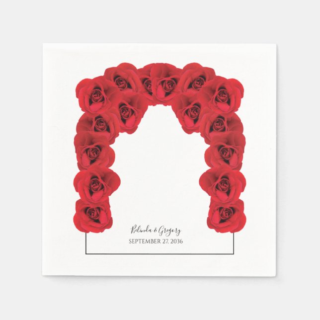 Red Roses Wedding Napkin (Front)