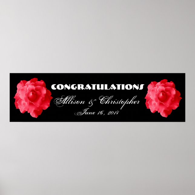 Red Roses Wedding or Engagement Banner Poster (Front)