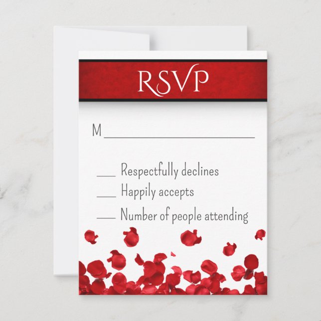 Red Roses Wedding RSVP Card (Front)