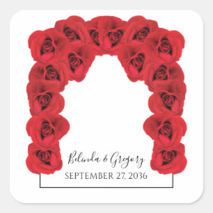 Red Roses Wedding Square Sticker