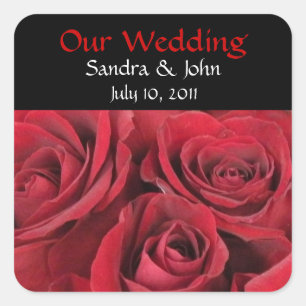 Red Roses Wedding Stickers