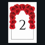 Red Roses Wedding Table Number Card<br><div class="desc">This design features rustic red roses. The red roses are complimented by an elegant black lined border. The red tones of the rose flowers create a rustic floral country garden feel. Elegant wedding table number card design with modern elements. Matching wedding invitations and other stationery items are also available. Customise...</div>