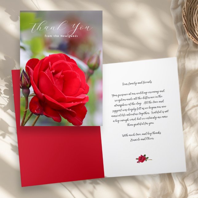 Red Roses Wedding Thank You Message Card (Creator Uploaded)