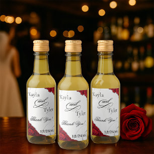 Red Roses Wedding Wine Label
