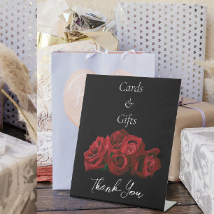Red Roses White Black Elegance Cards & Gifts  Pedestal Sign
