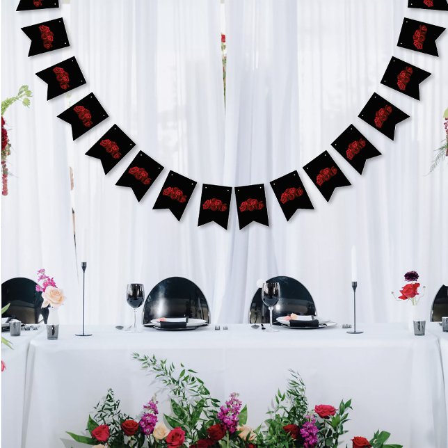Red Roses White Black Elegance Timeless Bunting (Creator Uploaded)