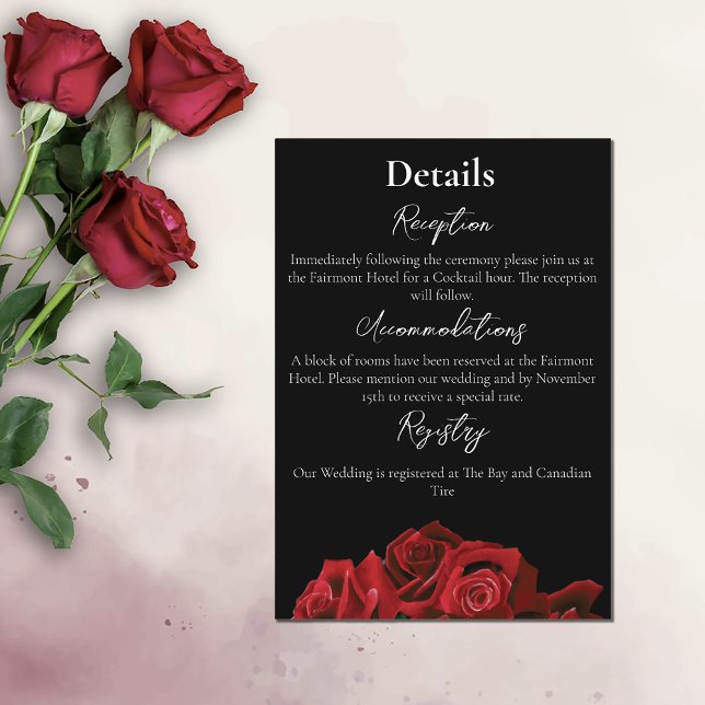 Red Roses White Black Elegance Timeless Enclosure Card (Creator Uploaded)