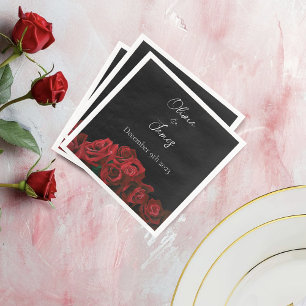 Red Roses White Black Elegance Timeless Napkin