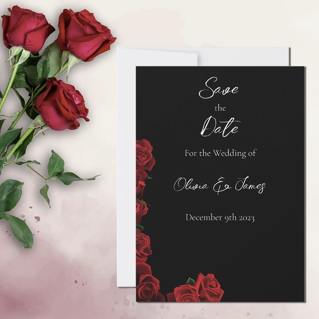 Red Roses White Black Elegance Timeless  Save The Date (Creator Uploaded)