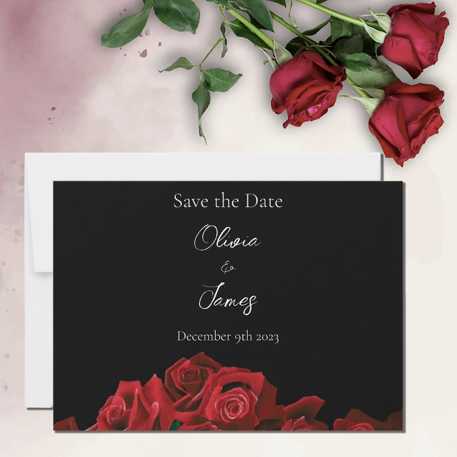 Red Roses White Black Elegance Timeless  Save The Date (Creator Uploaded)