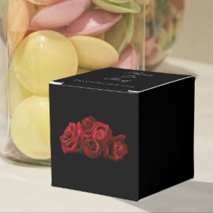 Red Roses White Black Elegance Timeless Wedding Favour Box
