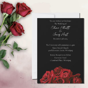 Red Roses White Black Invitation