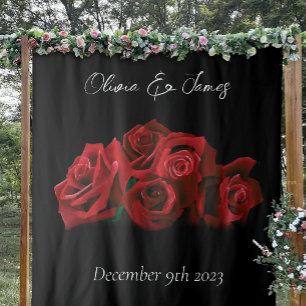 Red Roses White Black Tapestry