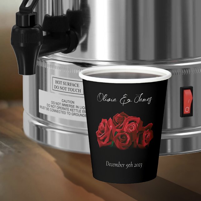 Red Roses White Black Wedding Paper Cups (Creator Uploaded)