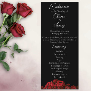 Red Roses White Black Wedding Program