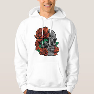 Red Roses With A Skull Garden Gardener Flowers Ros Hoodie