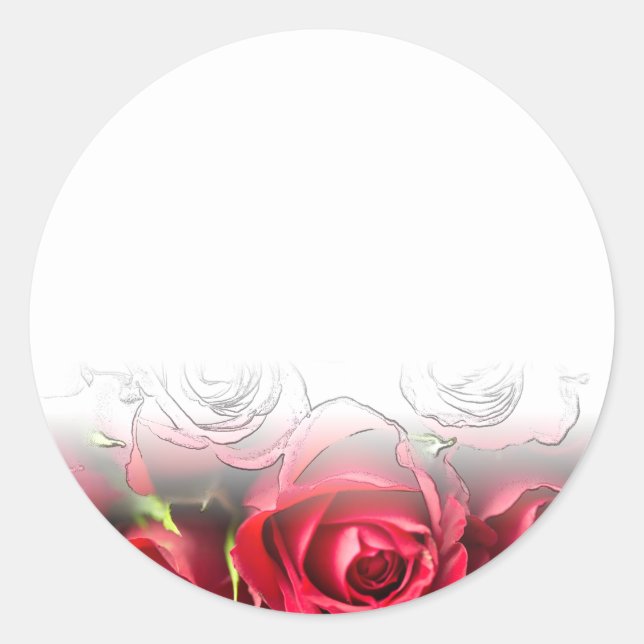 Red Roses With Black Outlines Classic Round Sticker (Front)