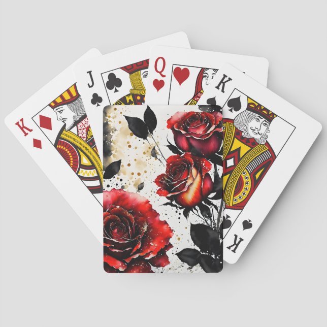 Red Roses with Black Stems Playing Cards (Back)