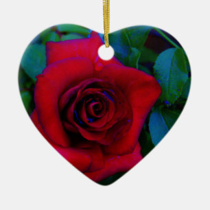 Red Roses with blue tones Ceramic Ornament