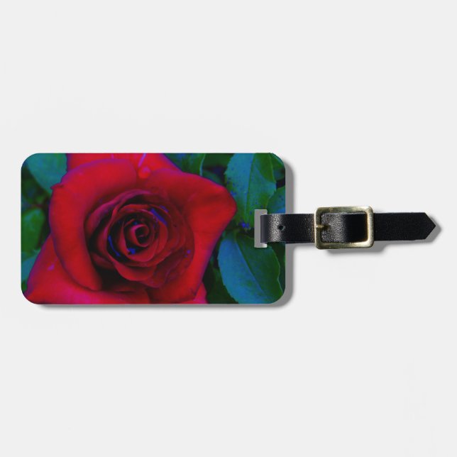 Red Roses with blue tones Luggage Tag (Front Horizontal)