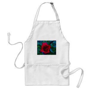 Red Roses with blue tones Standard Apron