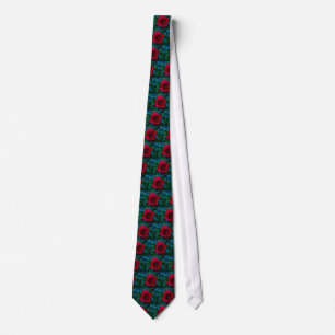 Red Roses with blue tones Tie