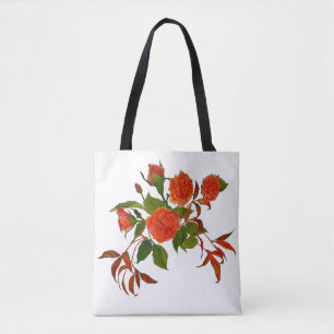 Red roses with red leaves Tote Bag