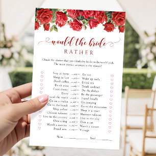 Red Roses Would She Rather Bridal Shower Game