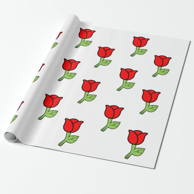 Red Roses Wrapping Paper (Unrolled)