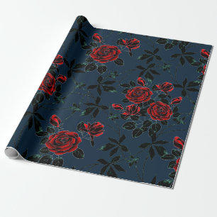 Red roses wrapping paper