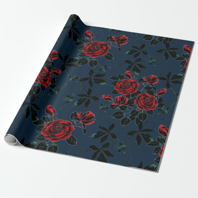 Red roses wrapping paper (Unrolled)