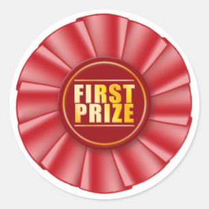 red rosette first prize sticker
