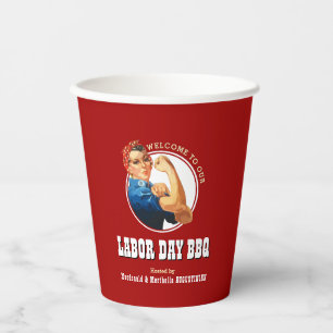 Red Rosie Riveter LABOR DAY BBQ Paper Cups