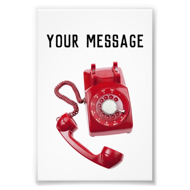 Red Rotary Phone Photo Print (Front)