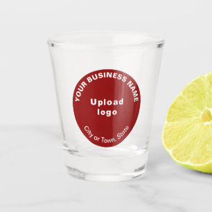 Red Round Business Brand on Shot Glass