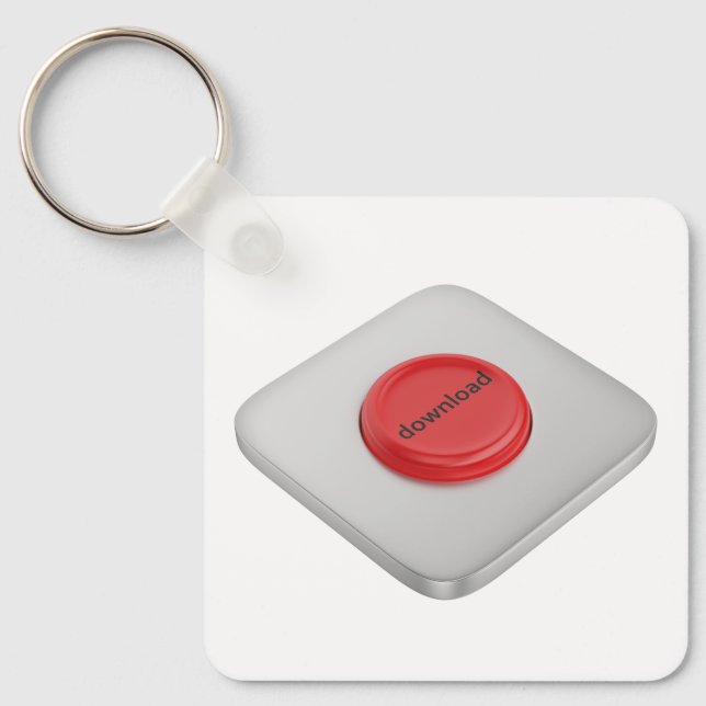Red round download button key ring (Front)