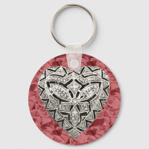 Red Round Elegant Designer Heart Keychain