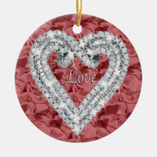 Red Round Love Diamond Heart Ornament