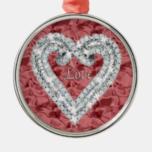 Red Round Love Diamond Heart Ornament