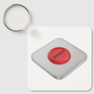 Red round power button key ring