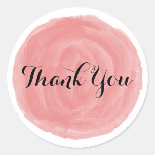 Red Round Watercolor Thank You Stickers