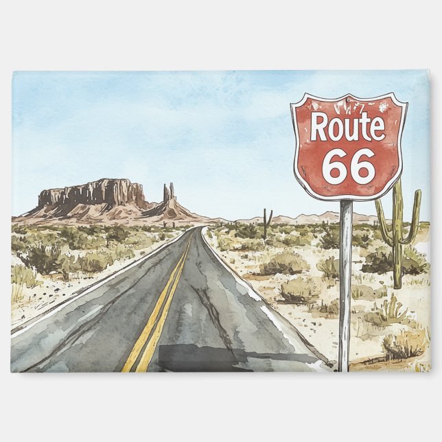 Red Route 66 Sign Magnet (Front)