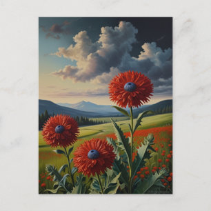 Red rover dum flowers Oil Painting Postcard