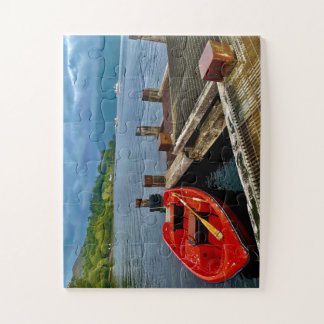 Red Rowboat at Glasgow Quiet Dock Jigsaw Puzzle