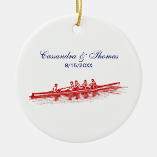 Red Rowing Rowers Crew Team Water Sports Ceramic Ornament