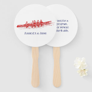 Red Rowing Rowers Crew Team Water Sports Hand Fan