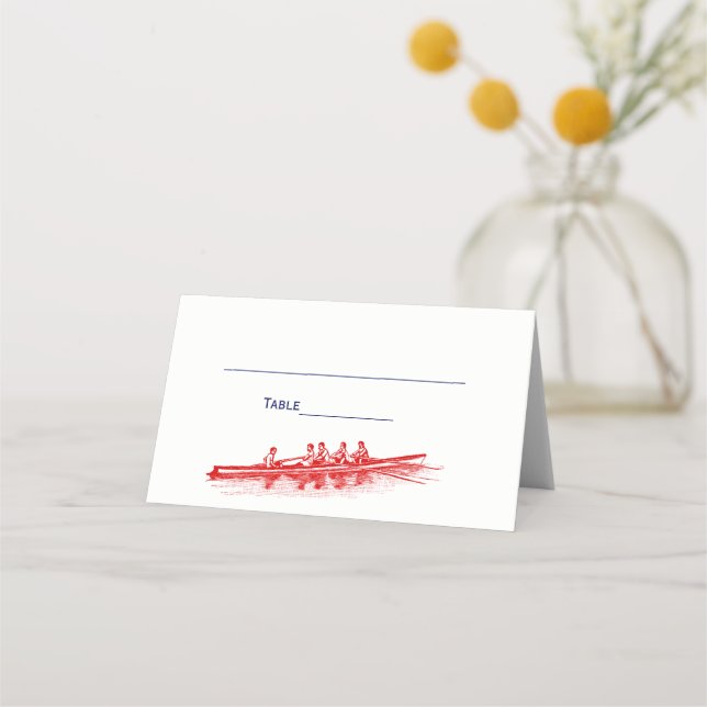 Red Rowing Rowers Crew Team Water Sports Place Card (Front)