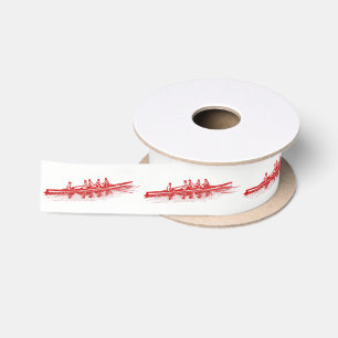 Red Rowing Rowers Crew Team Water Sports Satin Ribbon