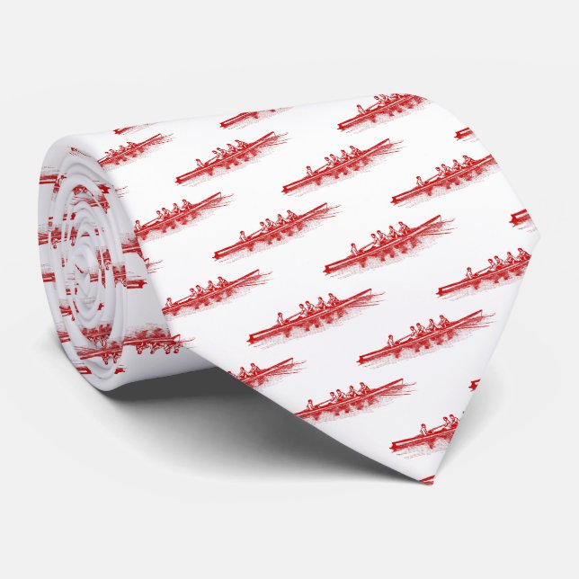 Red Rowing Rowers Crew Team Water Sports Tie (Rolled)