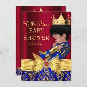 Red & Royal Blue Prince Boy Baby Shower Invite 2